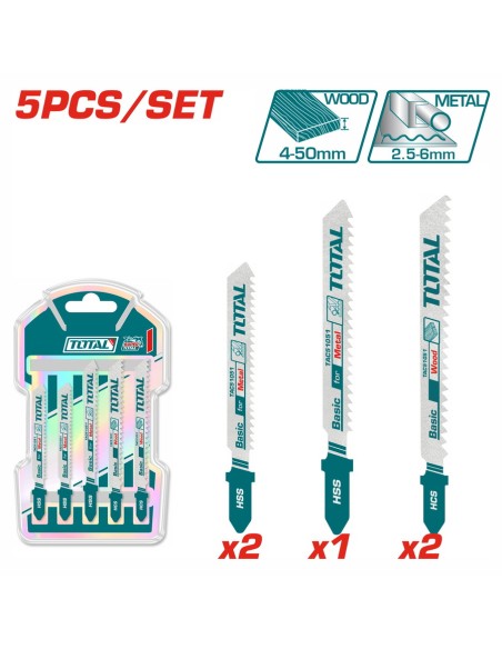 JEU 5 LAMES DE SCIE SAUTEUSE POUR BOIS TAC51051 TOTAL| mano.tn | Tunisie