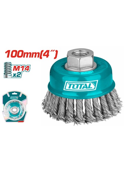 BROSSE METALLIQUE TORSADE AVEC ECROU 100MM TAC32041 TOTAL| mano.tn | Tunisie
