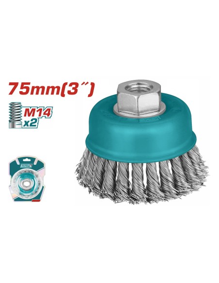 BROSSE METALLIQUE TORSADE AVEC ECROU 75MM TAC32031 TOTAL| mano.tn | Tunisie