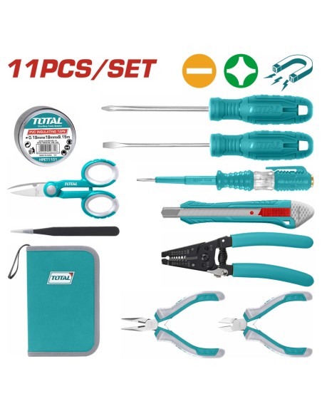 ENSEMBLE D’OUTILS D’ELECTRICIEN 11 PIECES TKETS0111 TOTAL| mano.tn | Tunisie