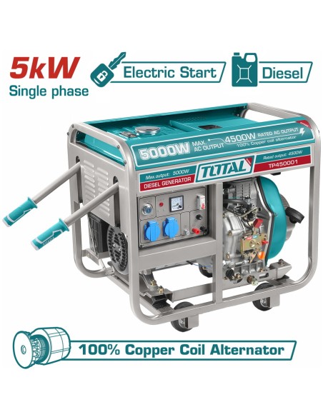 GROUPE ÉLECTROGÈNE GÉNÉRATEUR DIESEL 5000W 9CV TP450001 TOTAL| mano.tn | Tunisie