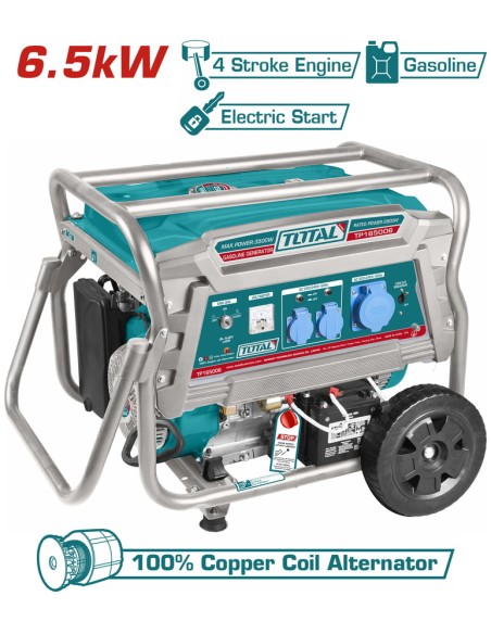 GROUPE ÉLECTROGÈNE GÉNÉRATEUR ESSENCE A BATTERIE 6500W TP165006 TOTAL| mano.tn | Tunisie
