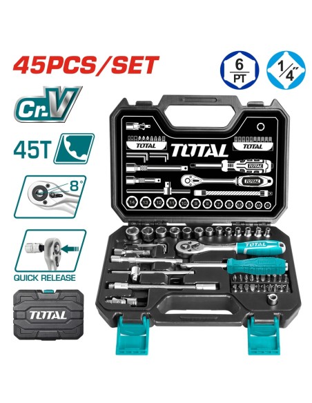 JEU CLE 45 PCS 1/4 THT141451 TOTAL| mano.tn | Tunisie