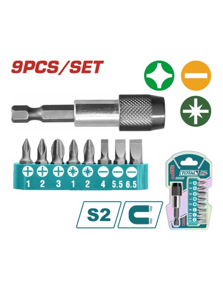 JEU D’EMBOUTS DE TOURNEVIS 9 PCS TACSD3091 TOTAL| mano.tn | Tunisie