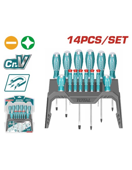 JEU DE 14 TOURNEVIS ET TOURNEVIS DE PRECISION THT250614 TOTAL| mano.tn | Tunisie