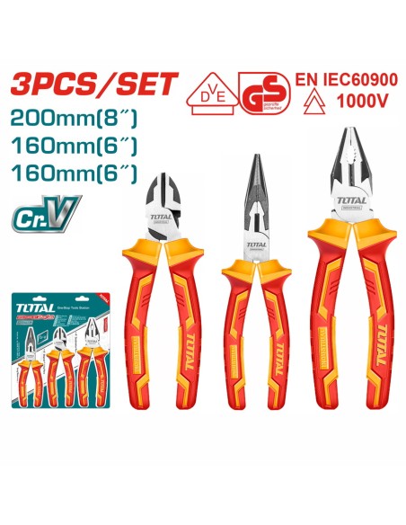 JEU DE PINCE 3 ISOLES HAUTE TENSION THT2K0302 TOTAL| mano.tn | Tunisie