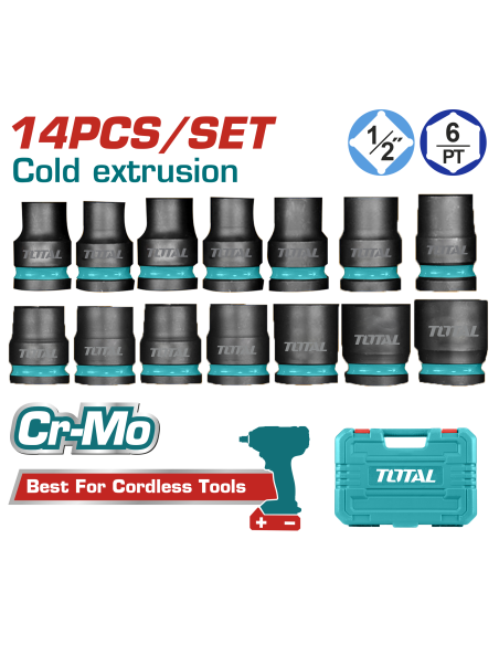 JEU DE 14 DOUILLES 1/2" THISTD12141 TOTAL| mano.tn | Tunisie