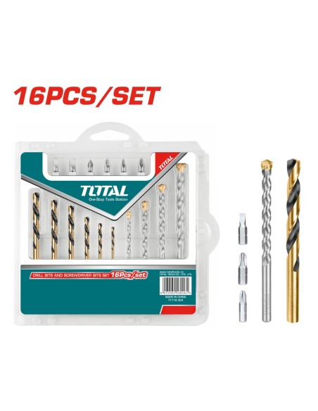 JEU DE FORET MECHES + EMBOUTS 16 PCS TACSD3165 TOTAL| mano.tn | Tunisie