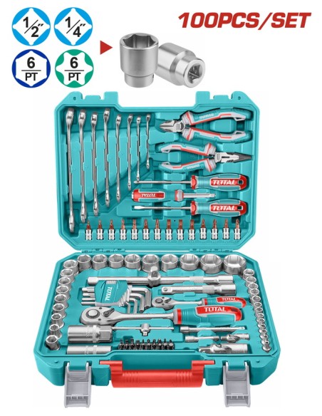 KIT OUTILS 100 PCS THKTHP21006 TOTAL| mano.tn | Tunisie