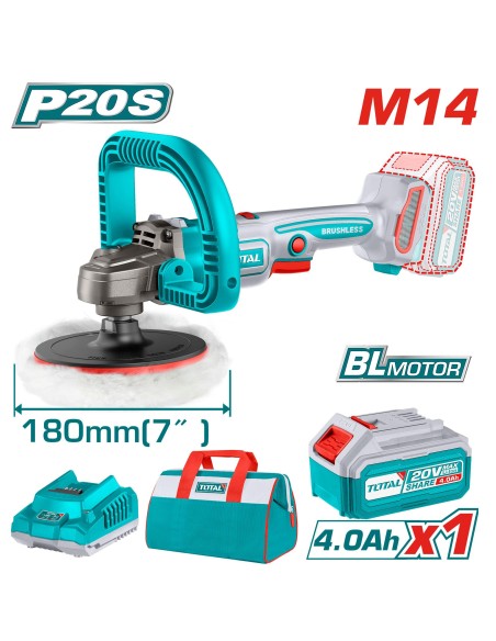 POLISSEUSE SANS FIL 180MM + SAC TAPLI20181 TOTAL| mano.tn | Tunisie