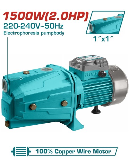 POMPE A EAU 2CV 1500W TWP315006 TOTAL| mano.tn | Tunisie