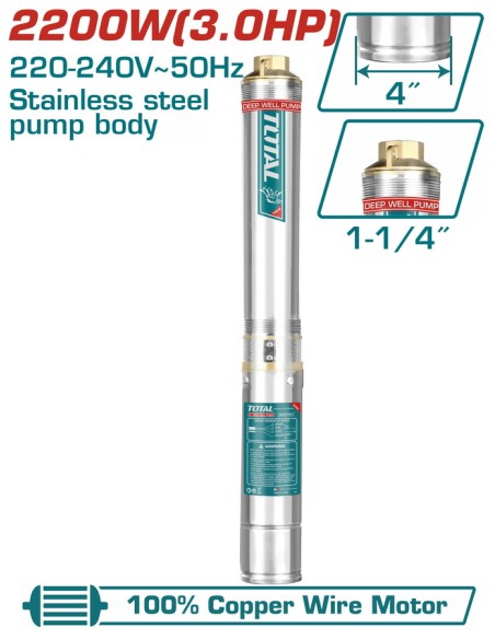 POMPE IMMERGEE 2000W 3CV TWP522001 TOTAL| mano.tn | Tunisie