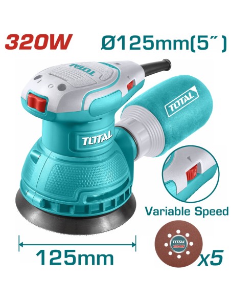 PONCEUSE ROTATIVE 320W F-125MM + 5 AB TF2131256 TOTAL| mano.tn | Tunisie