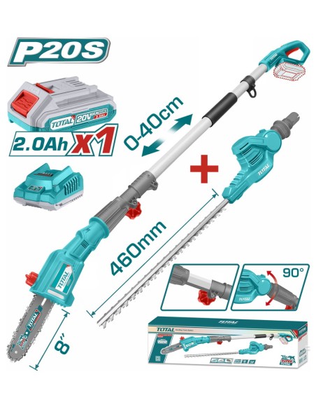 SCIE A PERCHE AVEC TAILLE HAIE SANS FIL TPTS201681 TOTAL| mano.tn | Tunisie