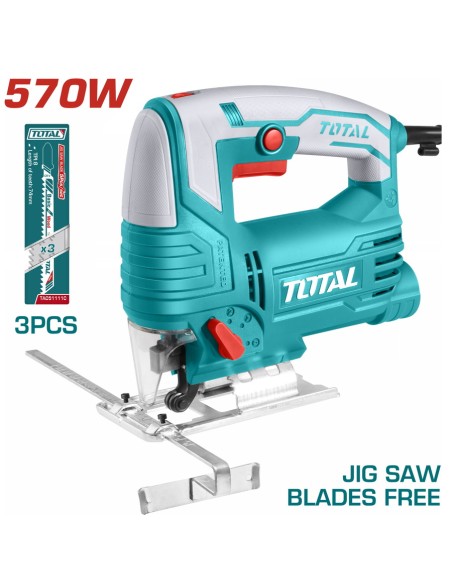 SCIE SAUTEUSE 570W + 3 LAMES DE SCIE + JEU DE CHARBON TS206656 TOTAL| mano.tn | Tunisie