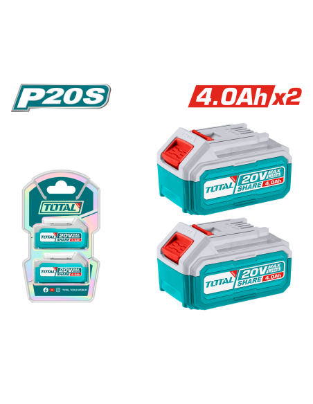 KIT DE BATTERIE 20V 4 AMPERE TOSLI240312 TOTAL| mano.tn | Tunisie