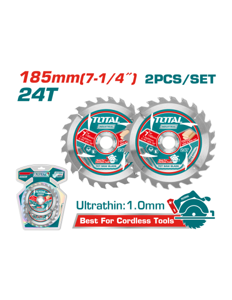 JEU 2 LAMES SCIE 185MM 24T TAC2331853 TOTAL| mano.tn | Tunisie