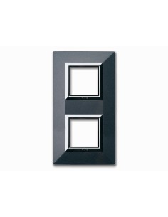 PLAQUE ZAMA 44 CARREE GRIS FONCE METALLISE 2+2 MODULES| mano.tn | Tunisie
