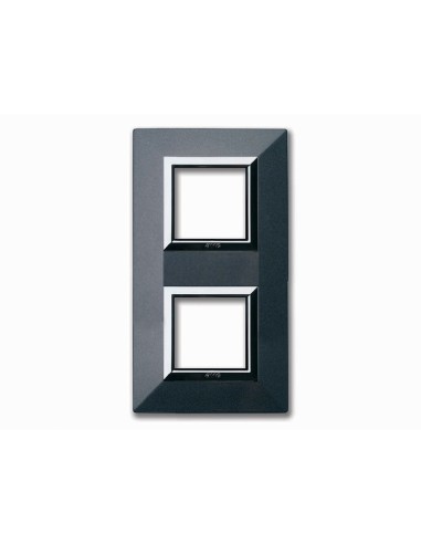 PLAQUE ZAMA 44 CARREE GRIS FONCE METALLISE 2+2 MODULES| mano.tn | Tunisie
