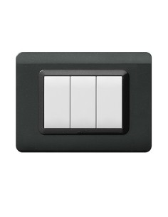 PLAQUE TECHNOPOLYMERE 44 RECTANGULAIRE GRIS FONCÉ METALLISÉ 3 MODULES| mano.tn | Tunisie