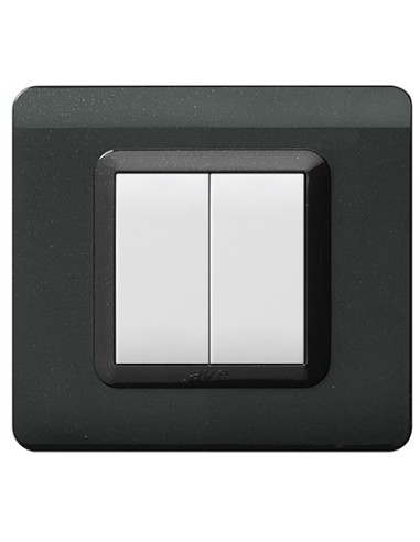 PLAQUE TECHNOPOLYMERE 44 CARRÉE GRIS FONCÉ METALLISÉ 2 MODULES| mano.tn | Tunisie