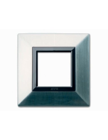 PLAQUE ZAMA 44 CARRÉE NICKEL BROSSÉ 2 MODULES| mano.tn | Tunisie