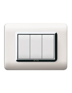 PLAQUE TECHNOPOLYMERE 44 RECTANGULAIRE BLANC AVEC CADRE CHROME 3 MODULES| mano.tn | Tunisie