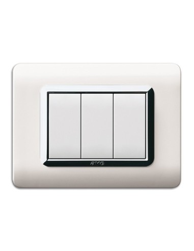 PLAQUE TECHNOPOLYMERE 44 RECTANGULAIRE BLANC AVEC CADRE CHROME 3 MODULES| mano.tn | Tunisie