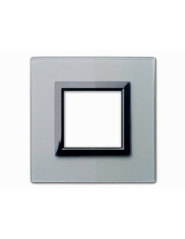 PLAQUE VERA 44 CARREE EN VERRE GRIS OPAQUE 2 MODULES| mano.tn | Tunisie