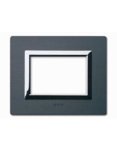 PLAQUE VERA 44 RECTANGULAIRE ALUMINIUM ANTHRACITE BROSSÉ 3 MODULES| mano.tn | Tunisie