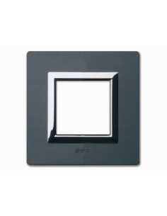 PLAQUE VERA 44 CARREE ALUMINIUM ANTHRACITE BROSSE 2 MODULES| mano.tn | Tunisie