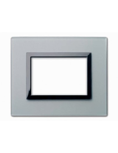 PLAQUE VERA 44 RECTANGULAIRE EN VERRE GRIS OPAQUE 3 MODULES| mano.tn | Tunisie