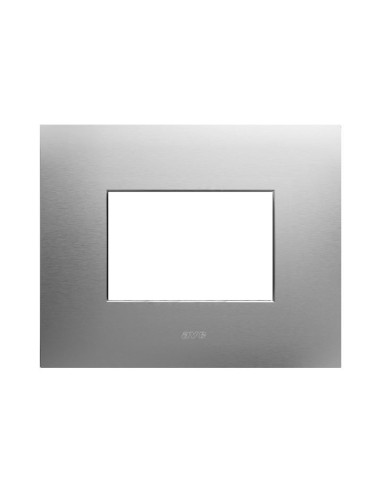 PLAQUE SMART 44 RECTANGULAIRE ACIER NATUREL EFFET BROSSÉ 3 MODULES| mano.tn | Tunisie