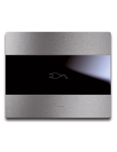 PLAQUE TOUCH 44 RECTANGULAIRE POUR PRISE COULISSANTE ALUMUNIUM NATUREL BROSSÉ| mano.tn | Tunisie