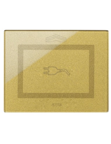 PLAQUE VERA 44 TOUCH RECTANGULAIRE DORÉ POUR PRISE COULISSANTE AVEC SYMBOLE PRISE| mano.tn | Tunisie