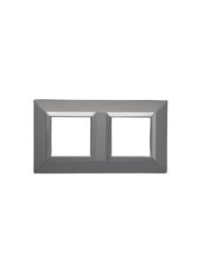 PLAQUE CUBICA 44 CARRÉE GRIS AVEC CADRE CHROMÉ 2+2 MODULES| mano.tn | Tunisie