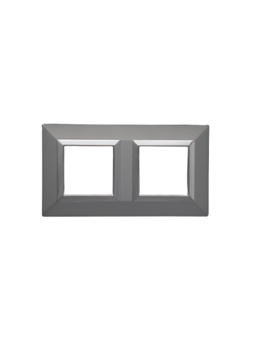 PLAQUE CUBICA 44 CARRÉE GRIS AVEC CADRE CHROMÉ 2+2 MODULES| mano.tn | Tunisie
