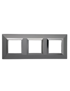 PLAQUE CUBICA 44 CARRÉE GRIS AVEC CADRE CHROMÉ 2+2+2 MODULES| mano.tn | Tunisie