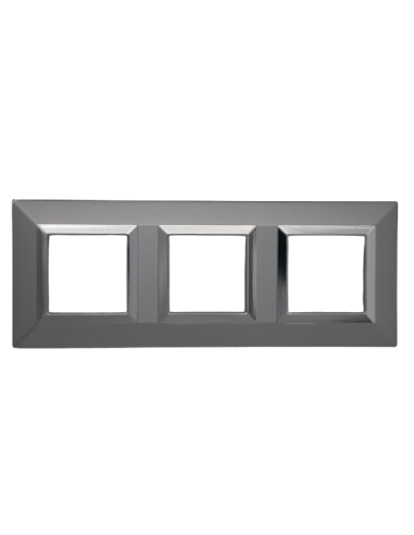 PLAQUE CUBICA 44 CARRÉE GRIS AVEC CADRE CHROMÉ 2+2+2 MODULES| mano.tn | Tunisie