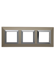 PLAQUE CUBICA 44 CARRÉE CHAMPAGNE AVEC CADRE CHROMÉ 2+2+2 MODULES| mano.tn | Tunisie