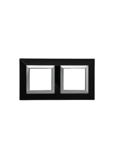 PLAQUE CUBICA 44 CARRÉE NOIR AVEC CADRE CHROMÉ 2+2 MODULES| mano.tn | Tunisie