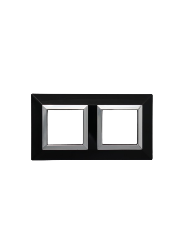PLAQUE CUBICA 44 CARRÉE NOIR AVEC CADRE CHROMÉ 2+2 MODULES| mano.tn | Tunisie