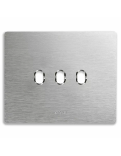 PLAQUE NEW STYLE 44 RECTANGULAIRE ALUMUNIUM NATUREL BROSSÉ 3 MODULES 3 COMMANDES| mano.tn | Tunisie