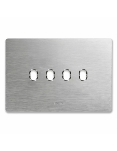 PLAQUE NEW STYLE 44 RECTANGULAIRE ALUMUNIUM NATUREL BROSSÉ 4 MODULES 4 COMMANDES| mano.tn | Tunisie