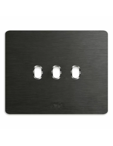 PLAQUE NEW STYLE 44 RECTANGULAIRE ALUMUNIUM ANTHRACITE BROSSÉ 3 MODULES 3 COMMANDES| mano.tn | Tunisie