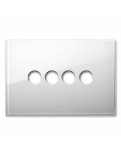 PLAQUE NEW STYLE 44 RECTANGULAIRE VERRE BLANC 4 MODULES 4 COMMANDES| mano.tn | Tunisie