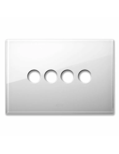 PLAQUE NEW STYLE 44 RECTANGULAIRE VERRE BLANC 4 MODULES 4 COMMANDES| mano.tn | Tunisie