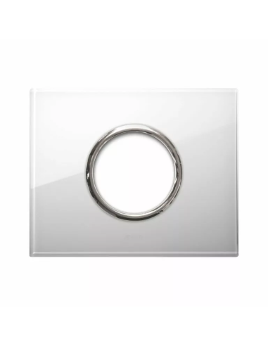 PLAQUE NEW STYLE 44 RECTANGULAIRE VERRE BLANC 3 MODULES POUR 1 PRISE DE COURANT| mano.tn | Tunisie