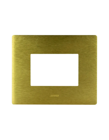 PLAQUE VERA 44 RECTANGULAIRE ALUMUNIUM COULEUR OR BROSSÉ 3 MODULES| mano.tn | Tunisie