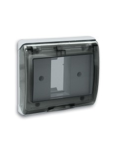 PLAQUE ETANCHE ENCASTREE CARREE 1 MODULE S45 COUVERCLE RIGIDE FUME| mano.tn | Tunisie